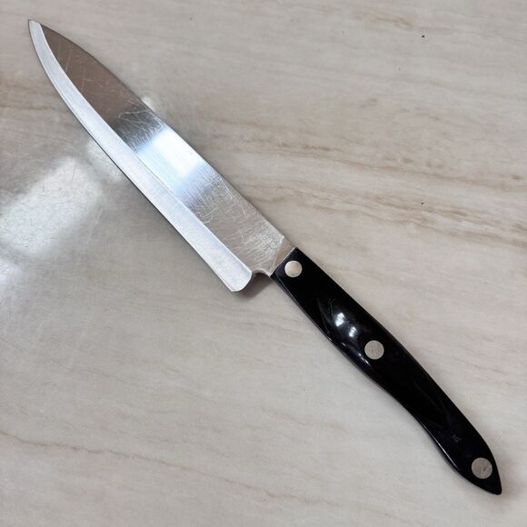 Vintage Cutco 1725 JD 9” Chef’s Knife Brown-Black Swirl Handle USA 1990s - Picture 1 of 14